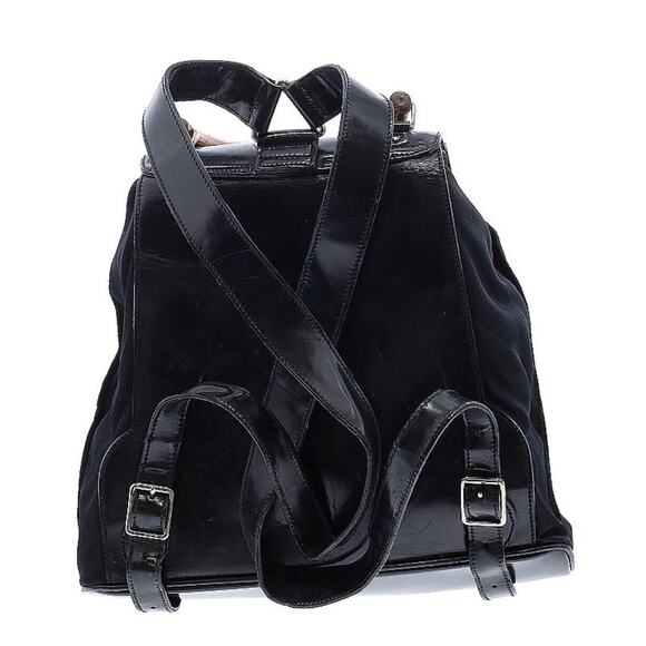 Authentic GUCCI Backpack Bamboo Handle/ Closures Black Patent Leather/Leather - Picture 2 of 12